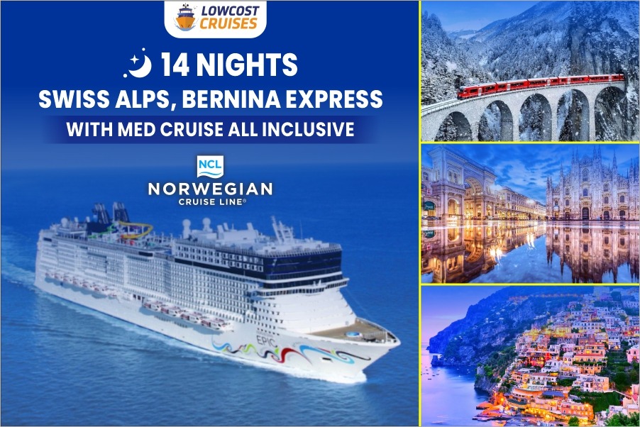 All Inclusive Mediterranean cruise with Milan, Rome & Barcelona Stay (14 nights)